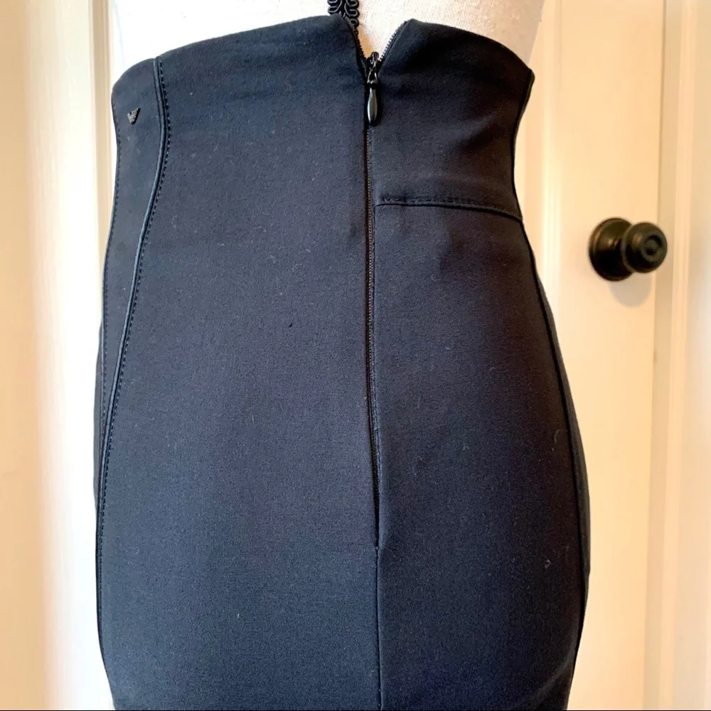 EMPORIO ARMANI Black Pencil Skirt with Piping—SZ 4